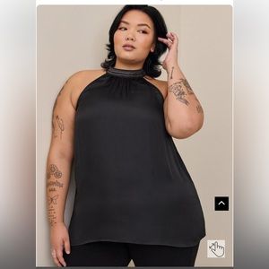 Satin beaded halter top